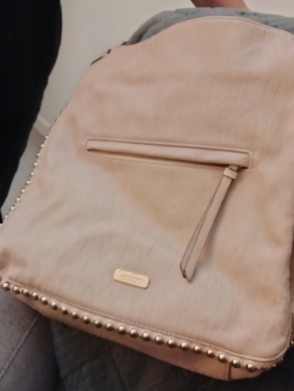 Stud-Trim Blush Pink Backpack